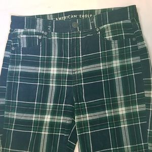 American Eagle green plaid super stretch pants